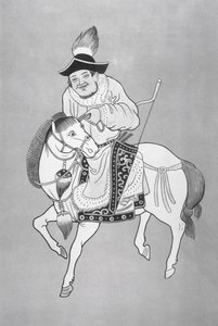 Ein mongolischer Bogenschütze zu Pferd, nach einer chinesischen Zeichnung von School Chinese