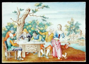Eine Famille-Rose-Plakette, ca. 1740