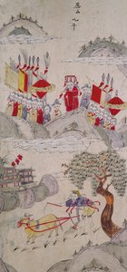 Ein Panel von einem achtteiligen Bildschirm, der berühmte Geschichten Chinas darstellt von School Chinese