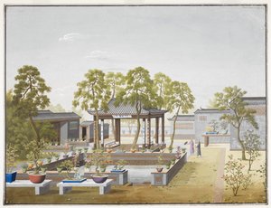 Zeichnung des Gartens eines chinesischen Kaufmanns von School Chinese