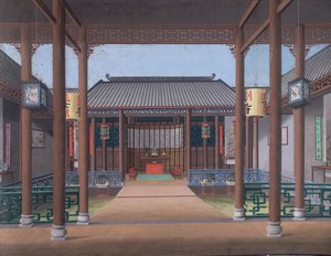 Zeichnung des Inneren des Hauses eines chinesischen Beamten von School Chinese