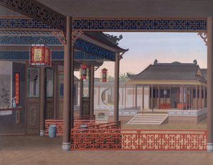 Zeichnung des Inneren des Hauses eines chinesischen Beamten von School Chinese
