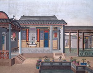 Zeichnung des Inneren des Hauses eines chinesischen Beamten