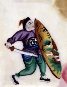 Chinesischer Soldat mit Schwert und Schild von School Chinese