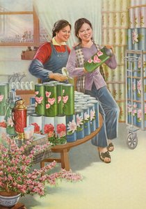 "Blumen der Freundschaft", Propagandaposter aus der Chinesischen Kulturrevolution von School Chinese
