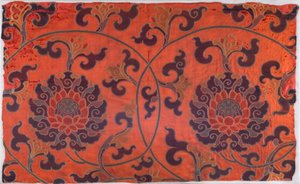 Fragment eines Textils mit Lotusblumenmuster von School Chinese