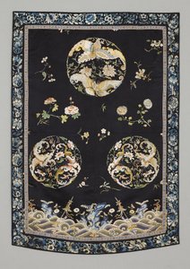 Aufhängung, ca. 1750-1800 (Seide mit Stickerei (Satin-Stich), natürliche und synthetische Farbstoffe)