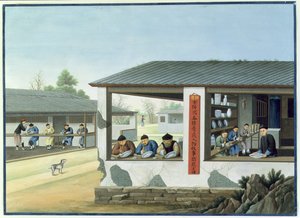 Porzellanherstellung, Dekoration in Blau von School Chinese