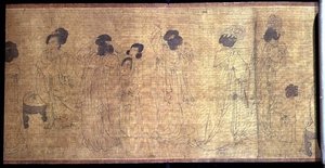 Palastdamen in Freizeit, Handrolle, (Detail) nach einem Original von Wen-chu Chou (fl.970) Südliche Sung-Periode, ca.1140 von School Chinese