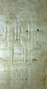 ABYDOS: Tempel von Seti (Sethi) I für Osiris. Göttinnen begleiten den Pharao. von School Egyptian
