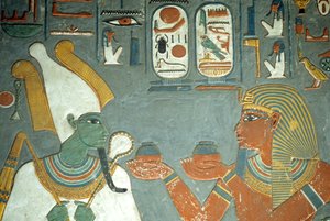 Altes Ägypten, Malerei, Horemheb bietet Osiris Salben an, Horemheb-Grab, Theben