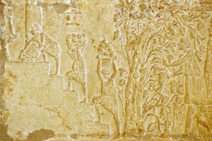 Altes Ägypten, Wandrelief, Grab von Petosiris, Tuna el Gebel, 300 v. Chr., Trauben zum Weinkelter tragen von School Egyptian