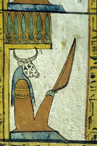 Altes Ägypten, Wandmalerei, Kuhköpfiger Gott der Unterwelt, Grab des Sennedjem, Theben, Deir el Medina
