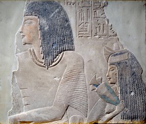 Kunst Ägypten: Ieneminet und seine Frau Takha. Fresko der Neuen Reichszeit der 18. Dynastie (14. Jahrhundert v. Chr.). Paris, Musée du Louvre