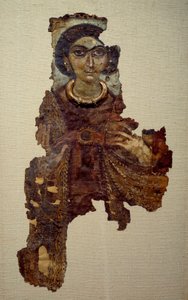 Koptische Kunst: Leichentuch einer Frau namens Dame mit dem Kreuz ansee. Malerei auf Leinen (4. Jahrhundert n. Chr.) Antinoe. von School Egyptian