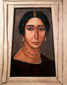 Ägyptische Antike: Totenporträt einer Frau. Malerei auf Holz. 2. oder 3. Jahrhundert. Aus Fayum (Fayum) in Ägypten. Paris, Louvre Museum