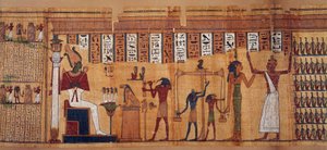 Ägyptische Antike: das Wiegen der Seelen, Papyrus aus dem Totenbuch des Chahapiimou, Oberster der Astronomen des Amon. Ptolemäische Zeit (332-30 v. Chr.) Um 500-100 v. Chr. Paris, Louvre