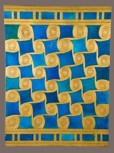 Rekonstruktion der Wanddekoration aus dem Tempel des Amun in Malqata, ca. 1390-1352 v. Chr. (Faience, moderner Gips, Goldfarbe)