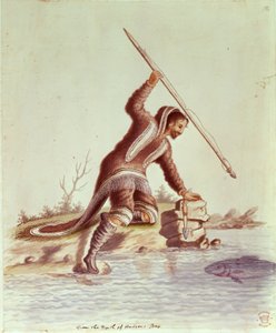 Inuit beim Fische stechen