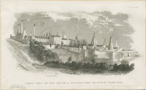 Burslem - Haus und Fabrik von Enoch Wood & Sons (Gravur) von School English