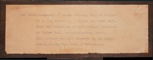 Detail der Inschrift, von einem Porträt der drei Kinder von George Preston von Holker (Detail) von School English