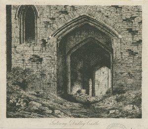 Dudley Castle - Das Torhaus: Radierung von School English