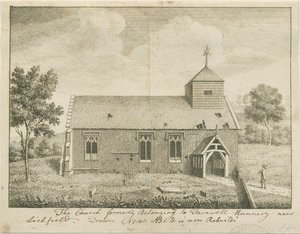Abschiedskirche: Gravur von School English