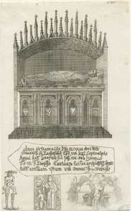 Lichfield Cathedral - Bischofsgrab [?Bischof Cornhill]: Radierung, nd [?spätes 18. Jh.] (Druck) von School English