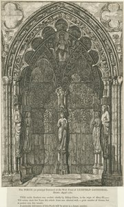 Lichfield Cathedral - Westportal: Radierung von School English
