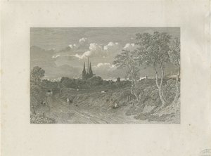 Lichfield Cathedral - Westansicht (fern): Gravur, nd [?18. Jh.] (Druck)