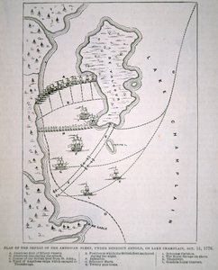 Plan der Niederlage der amerikanischen Flotte auf dem Lake Champlain