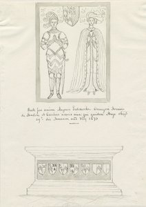 Sandon Kirche - Grab von Hugh Erdeswicke und Cecilia [Bassett] von School English