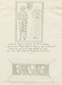 Sandon Kirche - Grab von Hugh Erdeswicke und Mary [Legh] von School English
