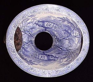 Staffordshire Blau-Weiß-Muster Toilettenpfanne von School English
