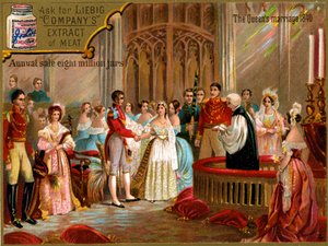 Die Hochzeit von Königin Victoria und Prinz Albert im Jahr 1840, Liebig-Karte (Druck)