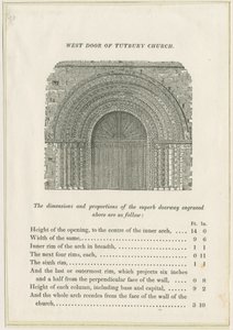 Tutbury Priory Kirche: Westliches Portal (Stich) von School English
