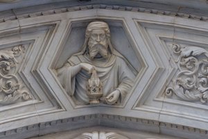 Christus (Detail) vom Relief um das Seitenportal, Kathedrale Santa Maria del Fiore, Florenz (UNESCO-Welterbeliste) von School Florentine