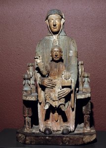 Kunst Frankreich: Jungfrau in Majestät, geschnitzte Eiche (Auvergne), Mittelalter. Riom, Musée Francisque Mandet von School French