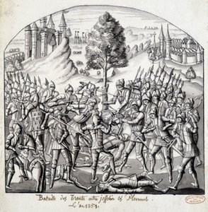 Schlacht von Trento zwischen Josselin und Ploermal, im Jahr 1351 von School French