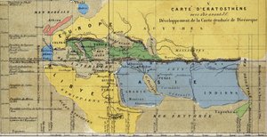 Karte von Eratosthenes, griechischer Astronom und Geograph des 3. Jahrhunderts v. Chr. 220 v. Chr.