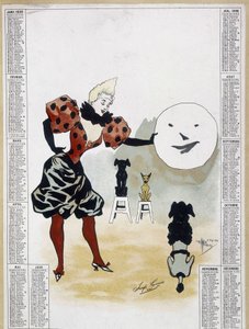 Zirkus: die gelehrten Hunde - Kalender, Arts Deco von School French
