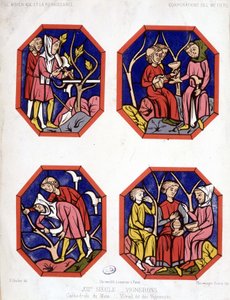 Zunft der Winzer - Glasmalerei der Winzer der Kathedrale von Le Mans von School French