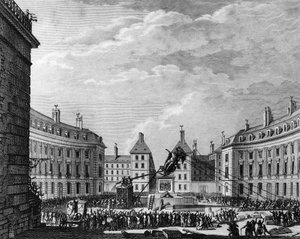 Französische Revolution: Statue von König Ludwig XIV. in Paris am 11. abgeschossen von School French