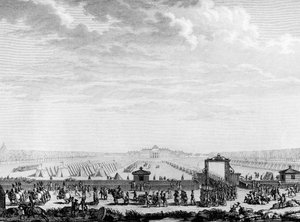 Französische Revolution: Die Militärtruppen des Marschfeldes ziehen am 12. Juli 1789 zum Place Louis XV