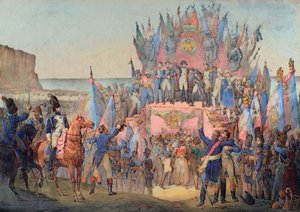 Militärfest in Boulogne mit Napoleon, der Sterne der Ehrenlegion verteilt - Victor Adam (Französisch)