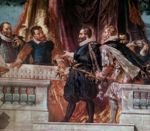 Präsentation der Pläne eines Flügels des Louvre an König Heinrich IV. von School French