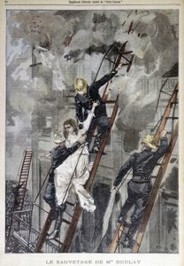 Rettung von Frau Duplay durch die Feuerwehr - in "Le Petit Parisien", n.d.