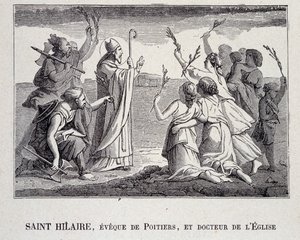 Heiliger Hilarius, Bischof von Poitiers und Kirchenlehrer, der 367 starb von School French