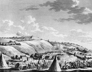 Krieg der Französischen Revolution und Bewegungen gegen Revolutionäre: Belagerung und Eroberung der Stadt Lyon durch die französische republikanische Armee am 9. Oktober 1793 gegen die royalistischen Truppen. Paris, Bibliothek des Instituts für Revolutions von School French