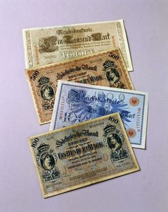 Deutsche Banknoten im Umlauf von 1876-1917